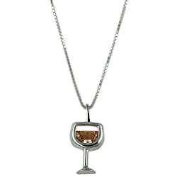 Silvermoon Sterling Silver White Wine CZ Necklace