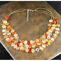 Peyote Bird Designs 3-Strand Carnelian Necklace (China)