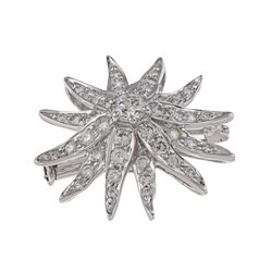 18K White Gold 1 1/2ct TDW Diamond Brooch