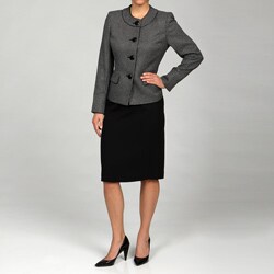 Le Suit Women's Grey/ Black 2-piece Skirt Suit