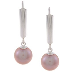 DaVonna Sterling Silver Pink Pearl Earrings (7-8mm)