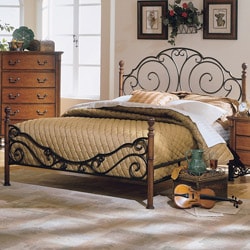 LeAnn Bronze Metal Cherry Finish King Poster Bed