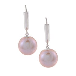 DaVonna Sterling Silver Pink Cultured Pearl Earrings (10-11mm)