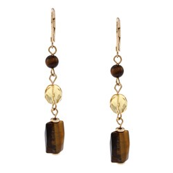 Alexa Starr Goldtone Tiger's Eye Linear Drop Earrings