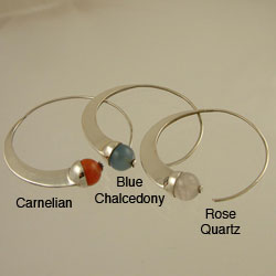 Sterling Silver Carnelian, Quartz and Chalcedony Earrings (India)