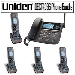 Uniden DECT 6.0 2-line Cord/ Cordless Digital Answering System with 4 Handset Kit