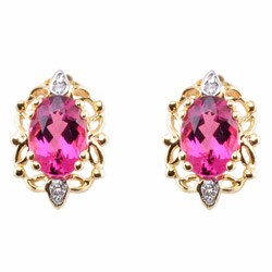 Michael Valitutti 14k Gold Brazilian Pink Tourmaline and Diamond Accent Earrings