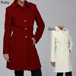 Kenneth Cole Women's Button-embellished Wool Coat