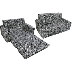 Magical Harmony Kids Minky Zebra Flip Sofa