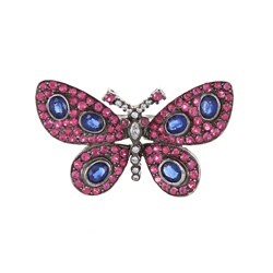 Encore by Le Vian 18k Gold Blue/ Pink Sapphire and 1/5ct TDW Diamond Pin (H-I, SI1-SI2)