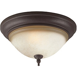 Olympus Tradition Collection 2-light Crackled Bronze Finish Flush Mount Fixture