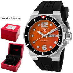 Swiss Legend Men's 'Abyssos' Orange Dial Black Silicon Automatic Watch
