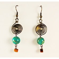 Praytor Project Bronze Jasper and Tiger's Eye Zen Spiral Earrings