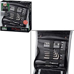 25 Piece Tool Kit, Screw Driver with 10 Bits, Ratchet Set, Allen Wrench Set & Case!