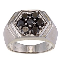 Sterling Silver 2 1/2ct TDW Men's Black Diamond Cluster Ring black diamond mens rings