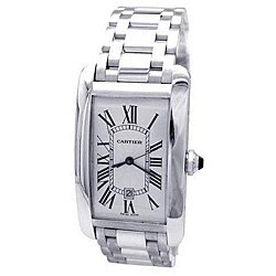 Pre-Owned Cartier Men's 18k White Gold Tank Americane Watch