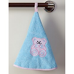 Blue Teddy Bear Terry Cotton Circular Hand Towels (Set of 2)