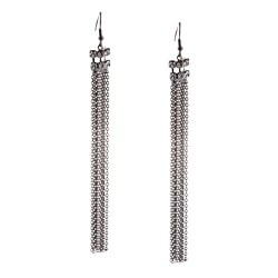Morgan Ashleigh Gunmetal-plated Crystal 4.5-inch Fringe Earrings