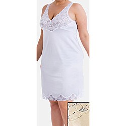 Ilusions Women's Plus Size Lace Detail Antistatic Full Slip