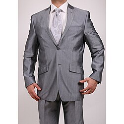 Ferrecci Men's Shiny Charcoal Two-button Two-piece Slim Fit Suit