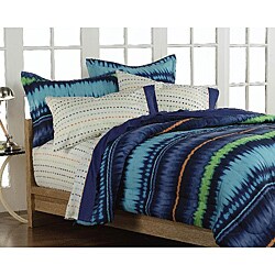 Tie-Dye Blue 5-piece Twin-size Bed in a Bag with Sheet Set