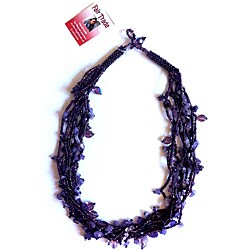 'Luzy Amethyst' Glass Bead and Amethyst Necklace (Guatemala)