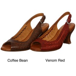 Naya Women's 'Fadanga' Woven Leather Slingback Heels