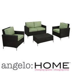 angelo: HOME Napa Springs Bamboo Green 4 Piece Indoor/Outdoor Wicker Furniture Set