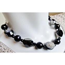 Silver Onyx and Agate Necklace (Ethiopia)