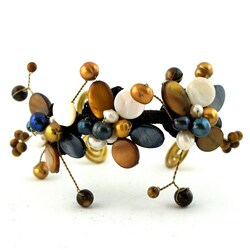 Mother of Pearl Flower Cuff Bracelet (Thailand)