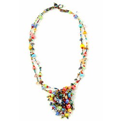 Tiger's Eye, Aventurine and Coral 'Roxana' Bead Necklace (Guatemala)