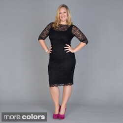 Kiyonna Women's Plus Size 'Cosmo' Lace Overlay Cocktail Dress