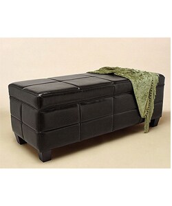 Leather Storage Bench Black