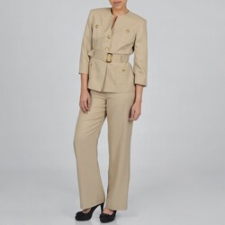 J Rose Women's Plus-size Two-piece Safari Pant Suit