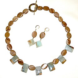 Susen Foster Goldplated 'Fragrant Forest' Jasper Necklace and Earring Set