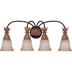 Verdone Vanity and Wall 4-light Gilded Cage Finish with Amber Bisque Glass