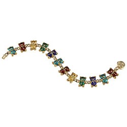 18k Yellow Gold Hidalgo Multi-colored Enamel Teddy Bear Bracelet
