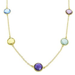Eternally Haute 18k Gold over Silver Handmade Multi-gemstone Necklace