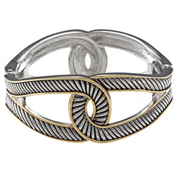 Alexa Starr Two-tone Infinity Knot Hinged Bangle Bracelet