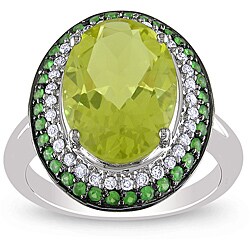 14k Gold Lemon Quartz, Tsavorite and 1/5ct TDW Diamond Ring (H-I, I1-I2)