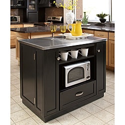 Versatile Stainless Steel Top Island with Storage Drawer, Three Storage Boxes, Removable Wine Bottle Holders