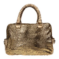 Vintage Reign Gold Leather Bowler Handbag