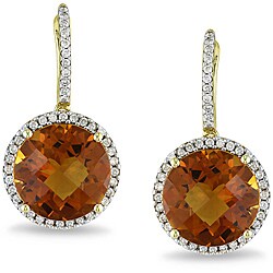 14k Gold Madeira Citrine and 1/2ct TDW Diamond Earrings (G-H, SI1)