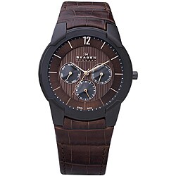 Skagen Men's Multi-function Leather Strap Watch