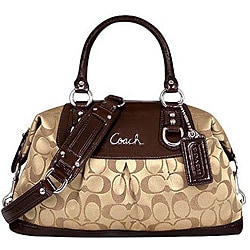 Coach Signature Ashley Sabrina Brown Fabric/Leather Satchel Bag