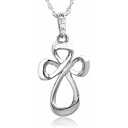 Jessica Simpson 10k White Gold Diamond Accent Cross Necklace