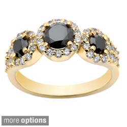 14k Gold 1.50ct TDW Round Black Diamond Ring (G-H, I1-I2) black diamond rings