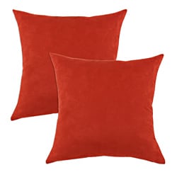 Passion Suede Tomato Red Simply Soft S-backed Fiber Pillows (Set of 2)