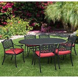 Black Cast Aluminum 7-piece Dining Set with Cushions