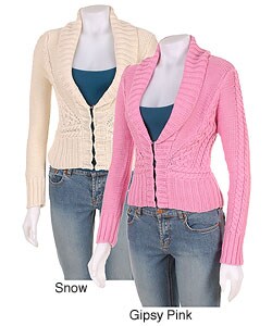 Clove Hand Knit Cable Cardigan with Hook and Eye Closure